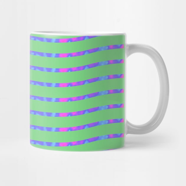 Wavy Lines Rainbow on Soft Green by ArtticArlo